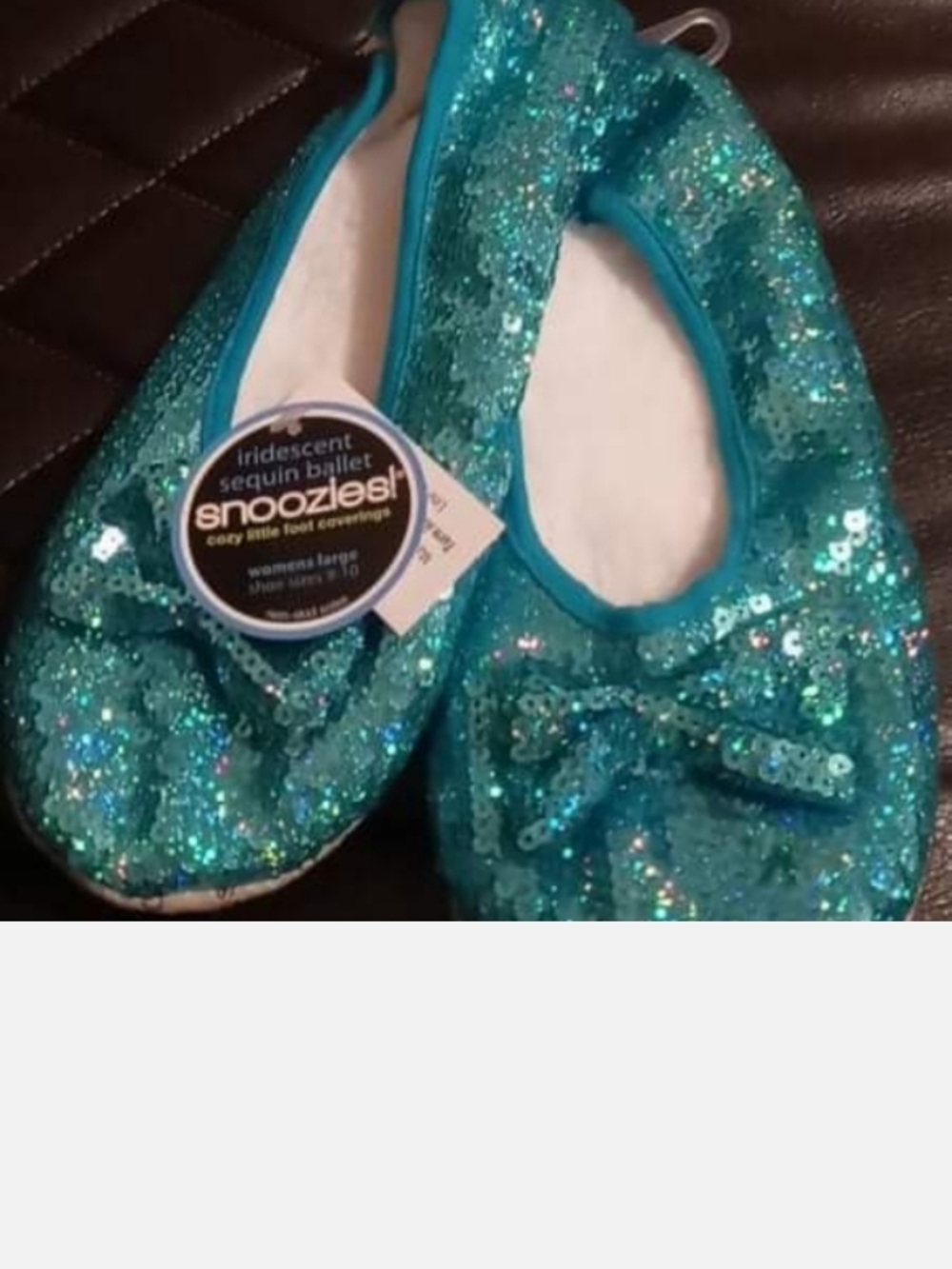 Snoozies! Iridescent Sequin Ballet Slippers - Teal